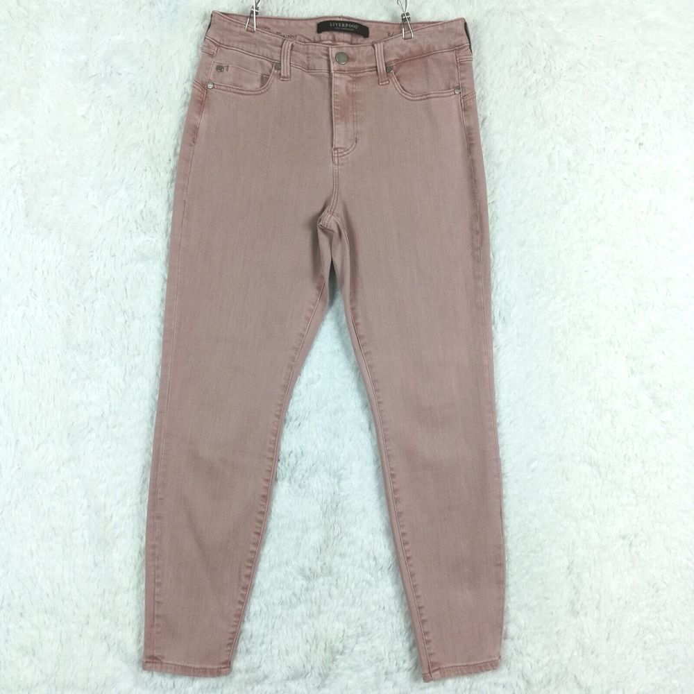 Liverpool Womens Jeans Hugger Skinny Denim Pink Rose Mid Rise Stretch 8